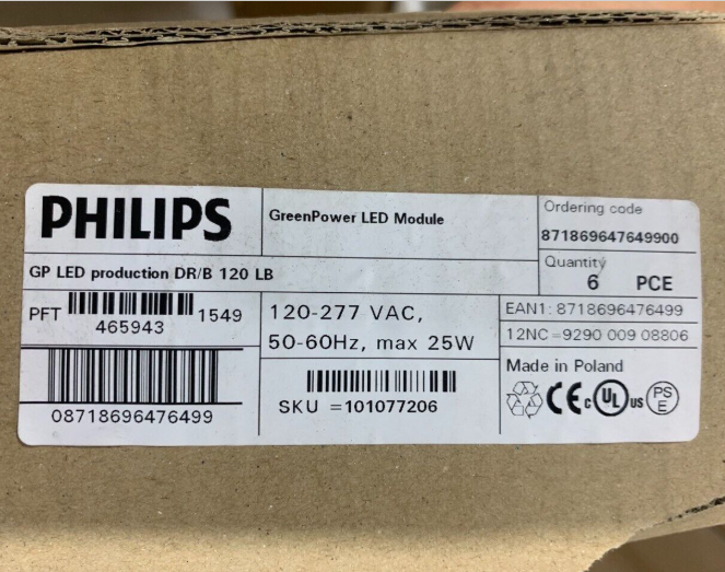 6 Pack LED Agricultural Grow Lights DR/B Hydroponic Lighting 120-277 Philips