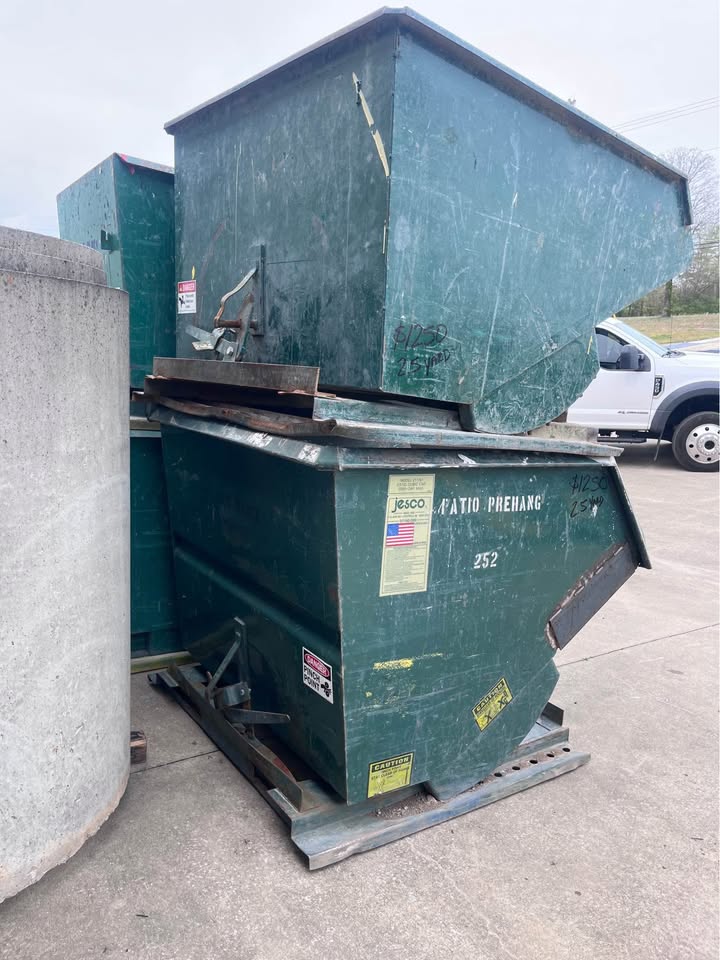 Self Dumping Material Handling Forklift Trash Dumpster Hoppers - 1/2 Yard up to 4 Yard Sizes